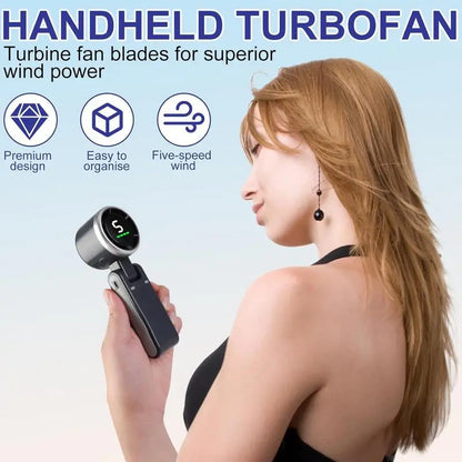 ❄️ Turbo Portable Fan – 5 Speeds, Rechargeable & Travel-Ready