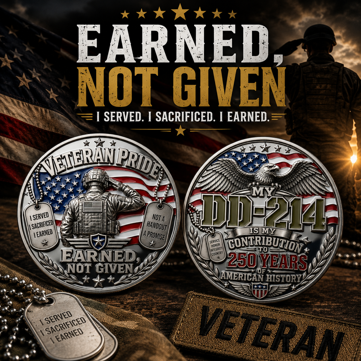 🇺🇸 DD-214 Veteran Pride Coin – Part of America’s 250-Year Story