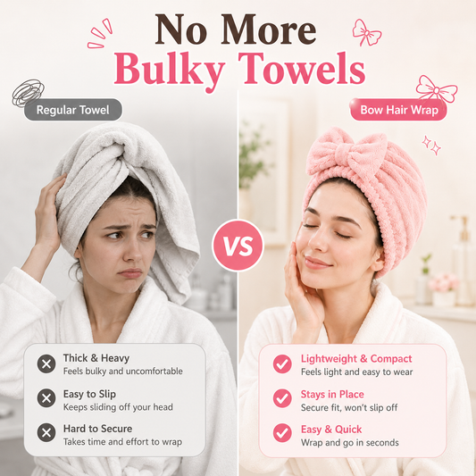 Cute Bow Hair Drying Towel Cap – Soft, Absorbent & Lightweight 🎀