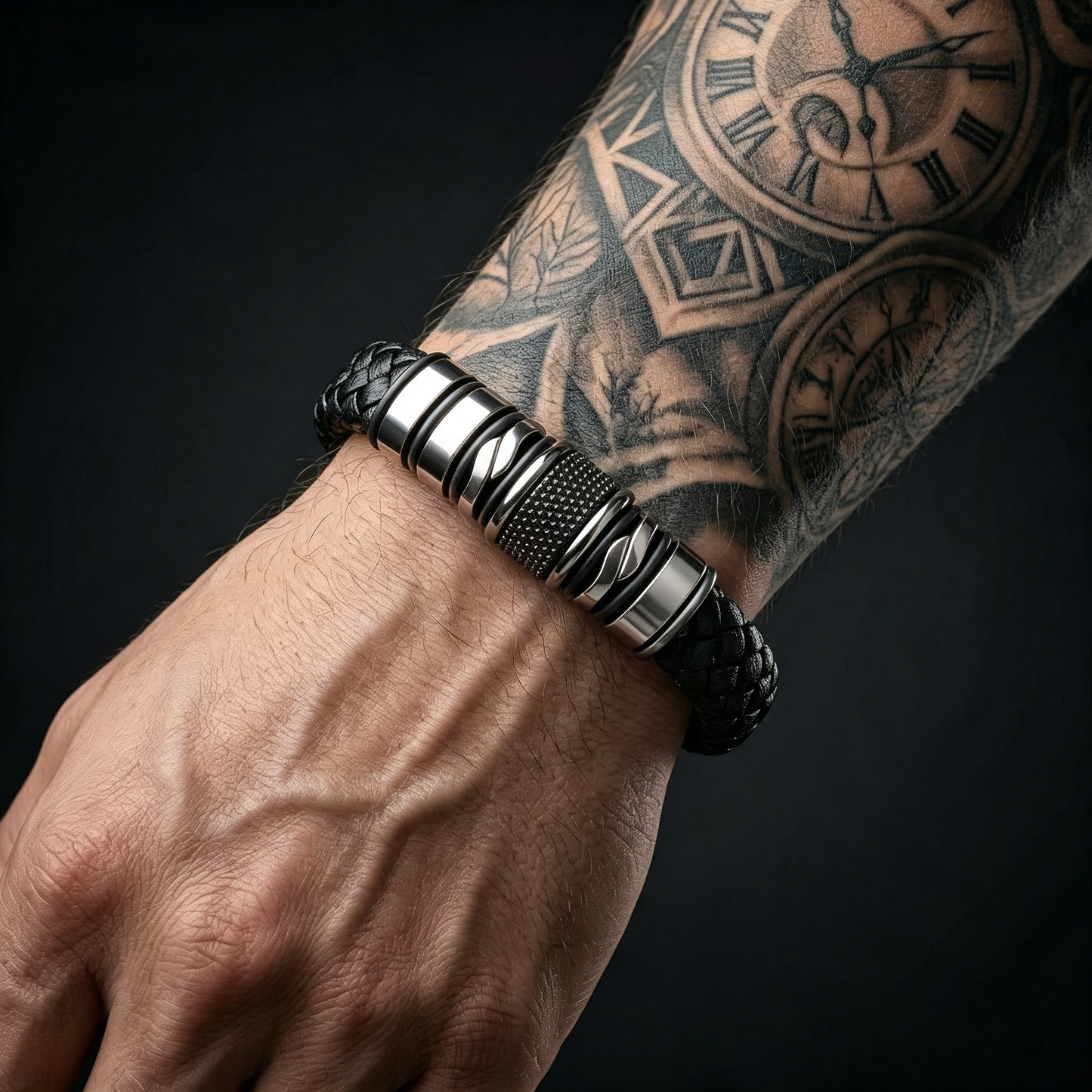🖤 Premium Leather Bracelet – Rugged Style for Everyday Wear