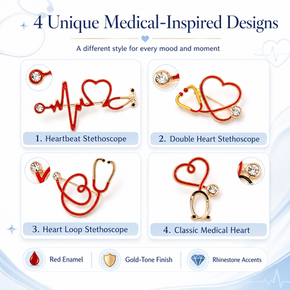 🩺 4-Piece Medical Stethoscope Brooch Pin Set – A Meaningful Gift for Healthcare Heroes ❤️