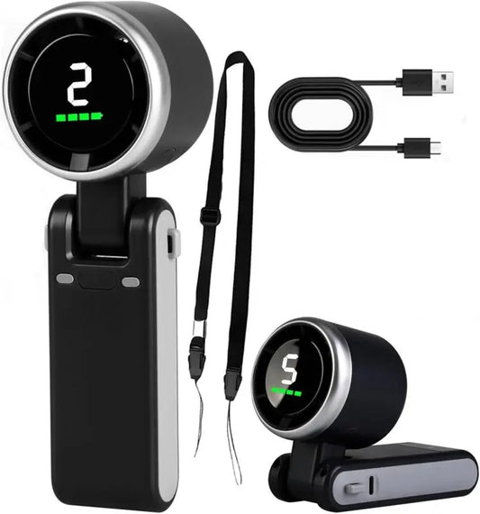 ❄️ Turbo Portable Fan – 5 Speeds, Rechargeable & Travel-Ready