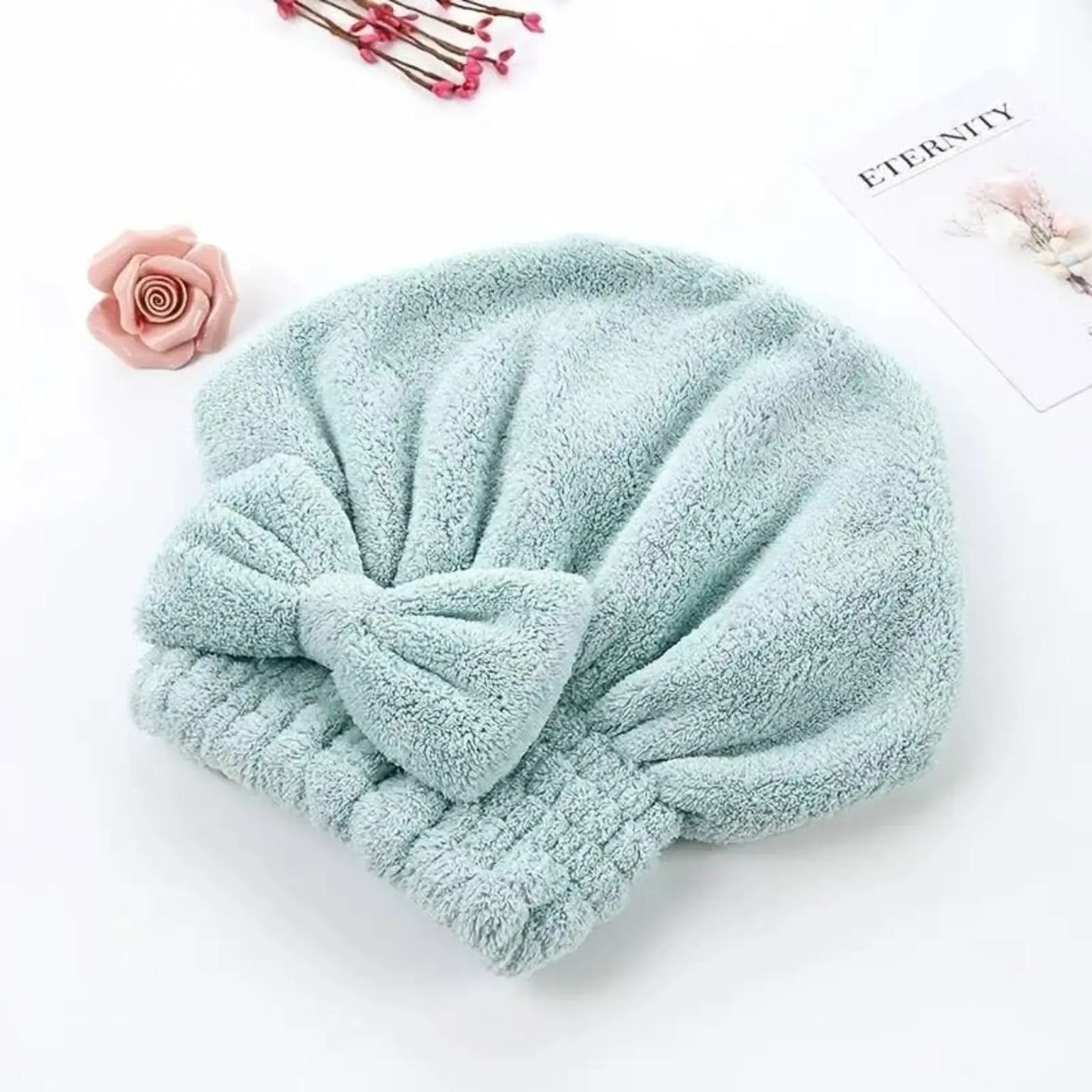 Cute Bow Hair Drying Towel Cap – Soft, Absorbent & Lightweight 🎀