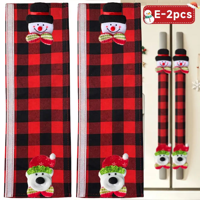 Style E two-piece Christmas refrigerator handle cover set