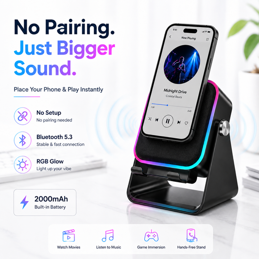 🔊Place & Play Phone Speaker Stand — Instantly Bigger Sound, No Pairing Needed