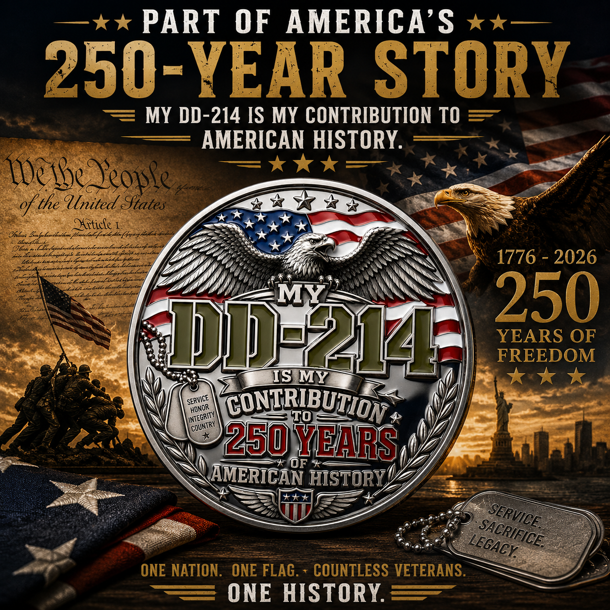🇺🇸 DD-214 Veteran Pride Coin – Part of America’s 250-Year Story