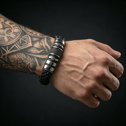 🖤 Premium Leather Bracelet – Rugged Style for Everyday Wear