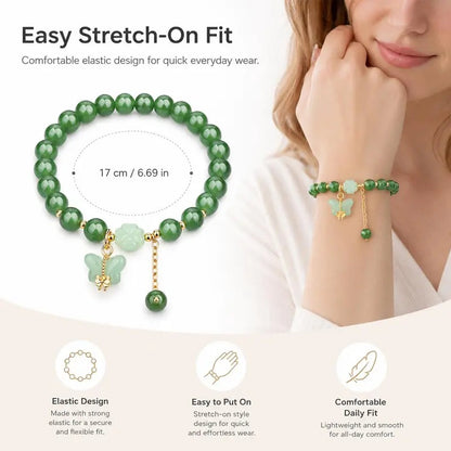 🌟 Money Magnet! Lucky Green Dongling Jade Butterfly Bracelet 🌟