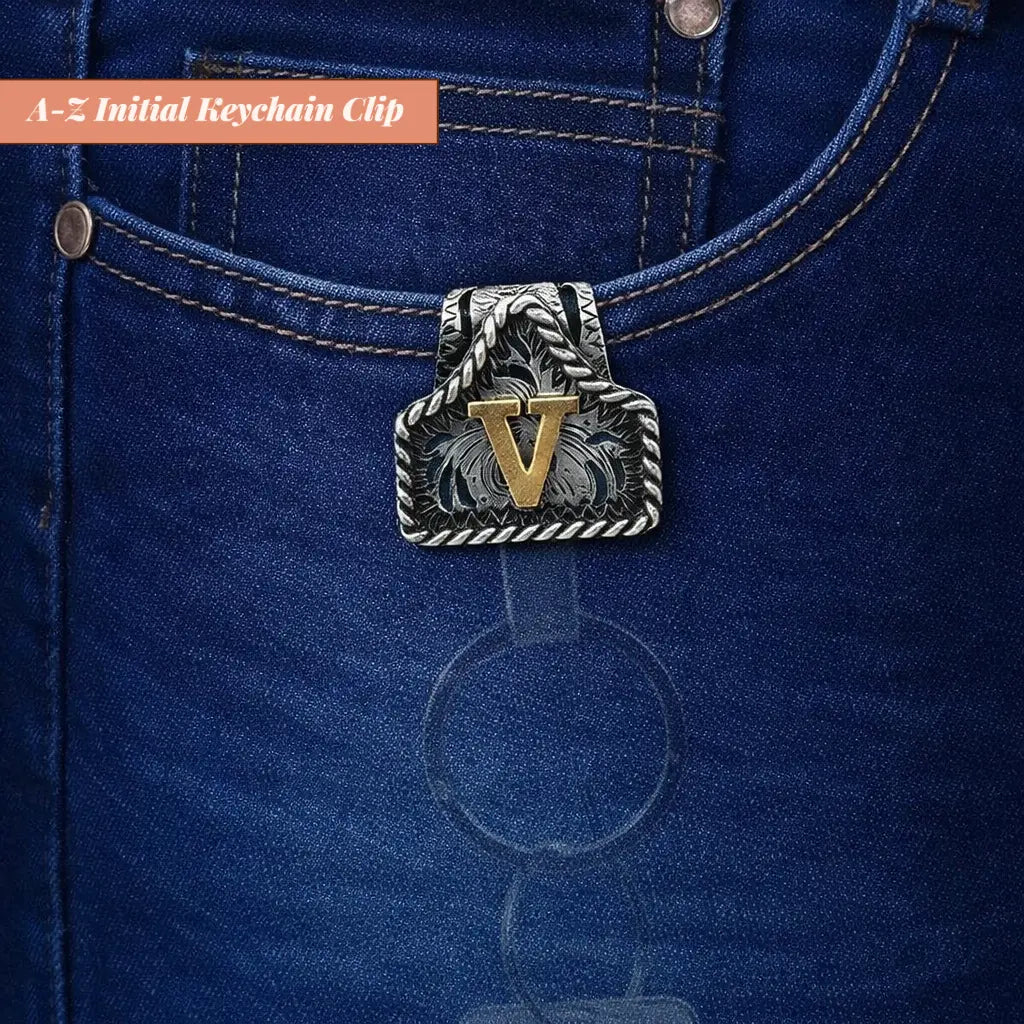 Cow Tag Belt Key Holder 🔑 | Western Style Clip + Custom Initial 🤠