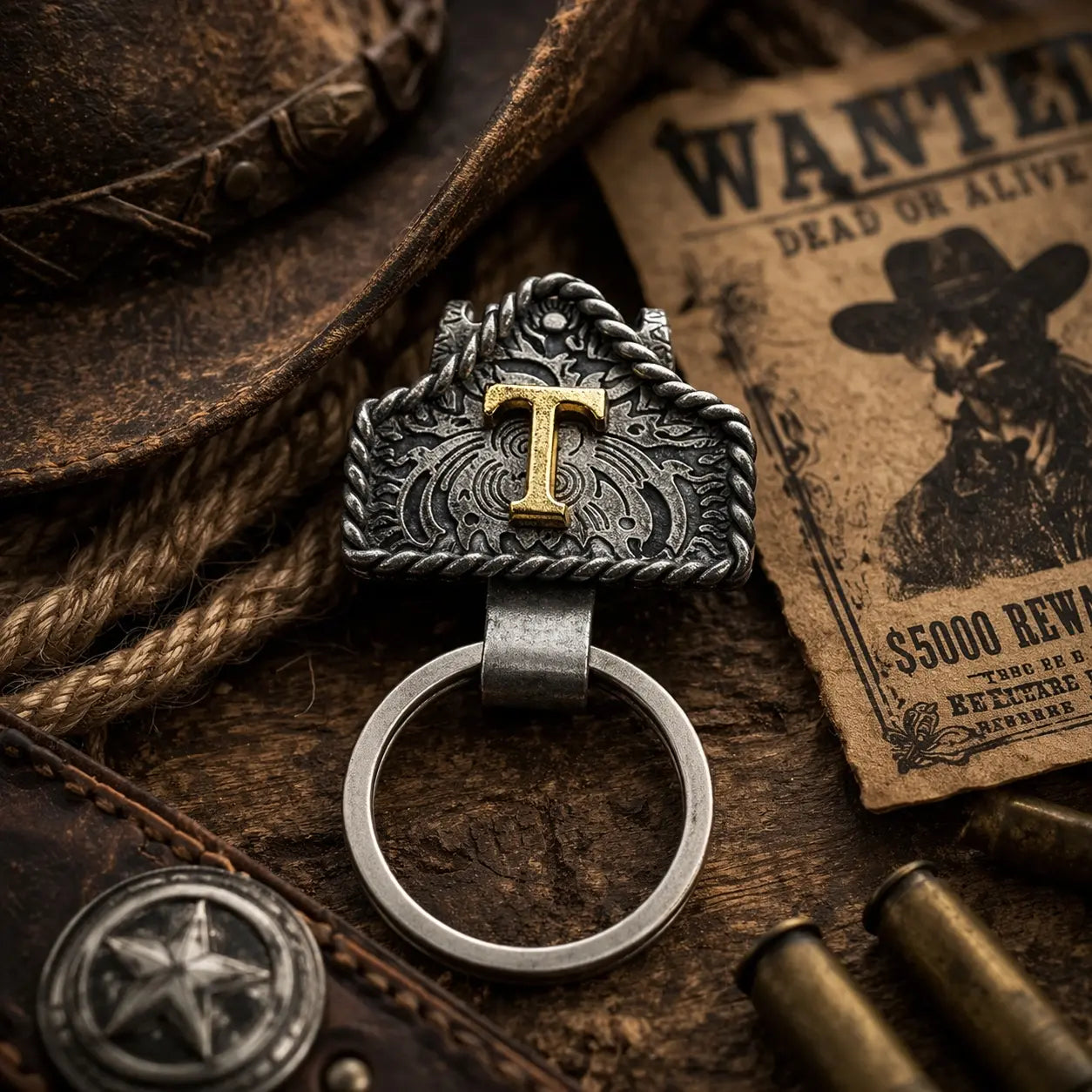 Cow Tag Belt Key Holder 🔑 | Western Style Clip + Custom Initial 🤠