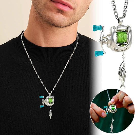 🎣 Real Working Fishing Reel Necklace — A Meaningful Gift for Fishing Lovers