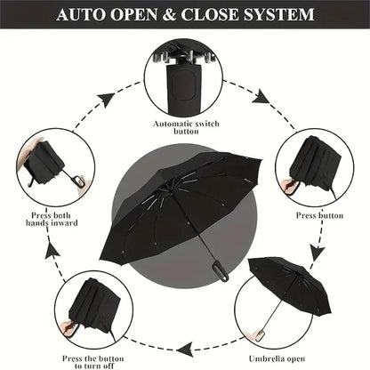 ☔ One-Hand Automatic Umbrella – Compact Protection for Rainy & Sunny Days