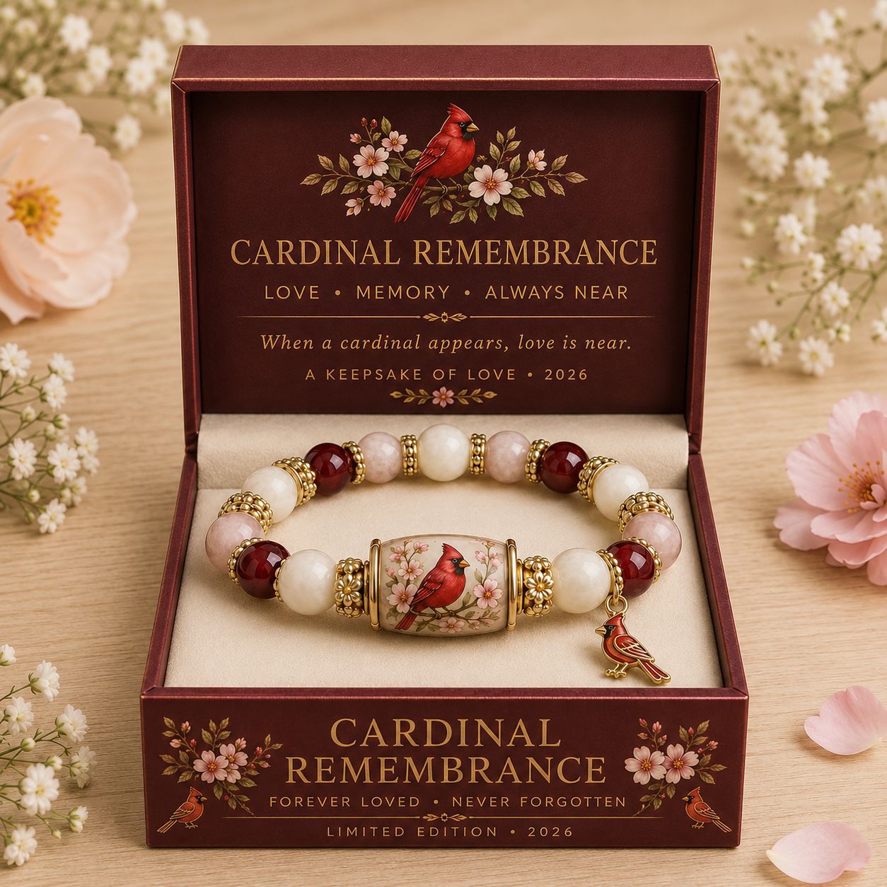Cardinal Remembrance Bracelet – A Meaningful Keepsake for Love, Memory & Comfort ❤️
