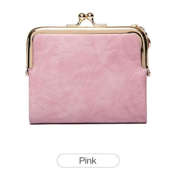 Pink vintage women's kiss-lock wallet