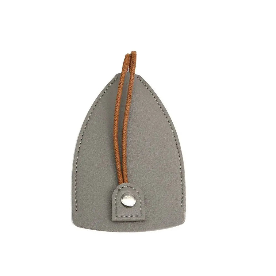 Grey compact key holder pouch with stitched edges