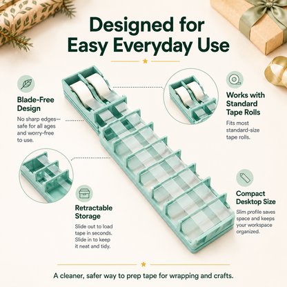 🎁 Desktop Tape Dispenser – Prep 18 Strips for Faster Wrapping