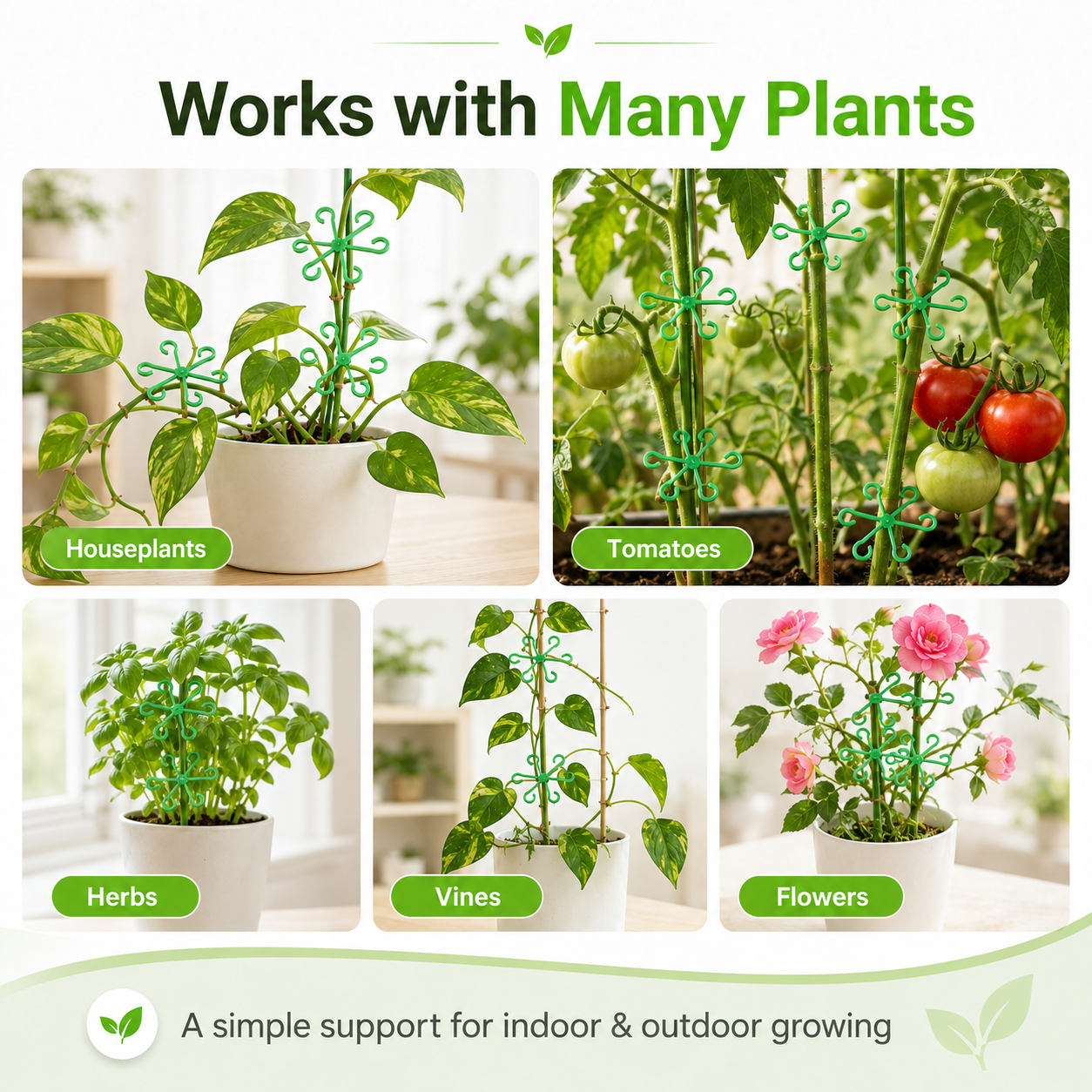 🌱 Reusable Plant Stem Support Clips – Keep Plants Neat & Upright
