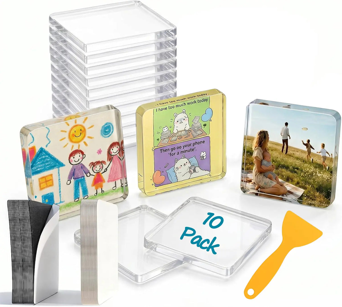 DIY photo fridge magnet kit with acrylic panels magnetic sheets and custom designs