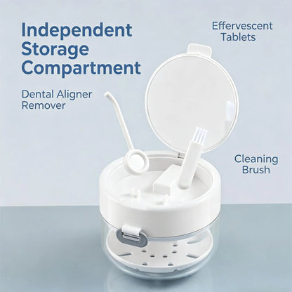🦷 Retainer Cleaner Case with Mirror & Tray – Keep Aligners Clean & Dry