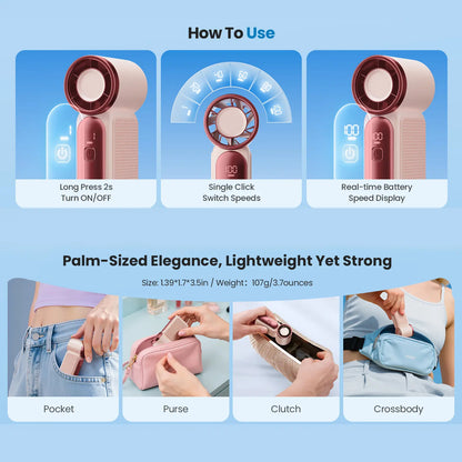 🌬️ Portable Mini Fan with LED Temperature Display – Stay Cool Anywhere