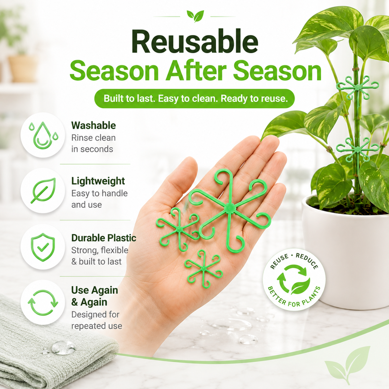 🌱 Reusable Plant Stem Support Clips – Keep Plants Neat & Upright