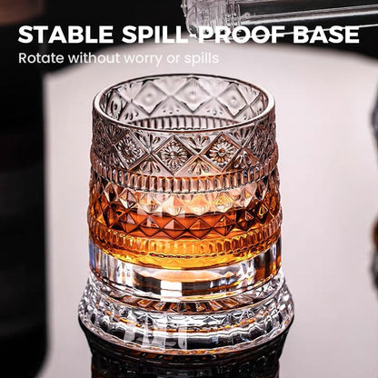 ✨ 360° Rotating Textured Glass Tumbler – Spin, Shine & Enjoy Every Drink