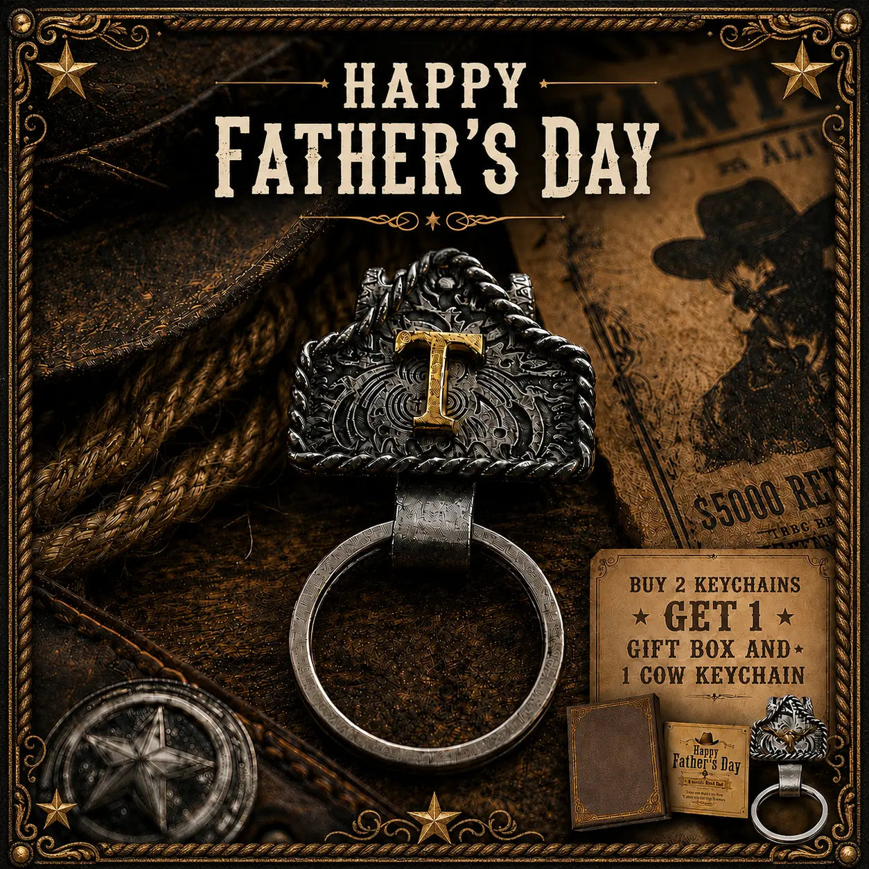 Cow Tag Belt Key Holder 🔑 | Western Style Clip + Custom Initial 🤠