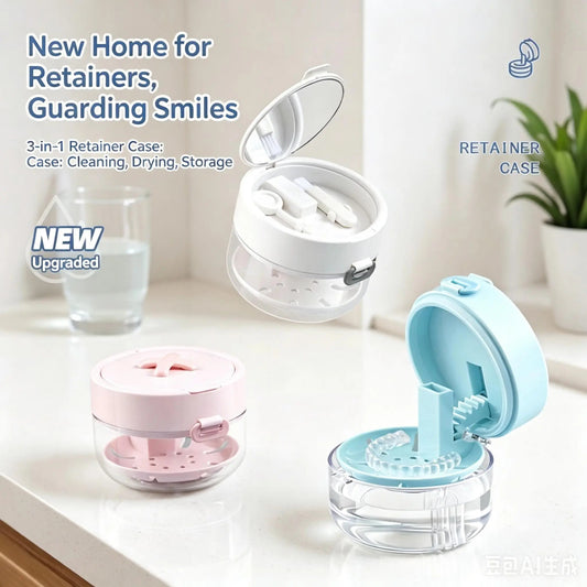 🦷 Retainer Cleaner Case with Mirror & Tray – Keep Aligners Clean & Dry