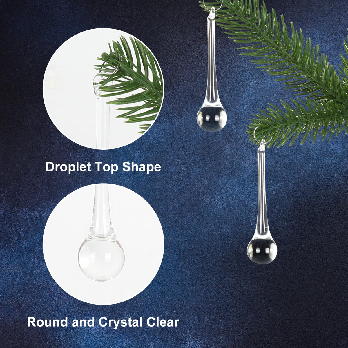 ✨ Sparkling Crystal Teardrop Christmas Ornaments – Elegant Hanging Tree Decorations 🎄