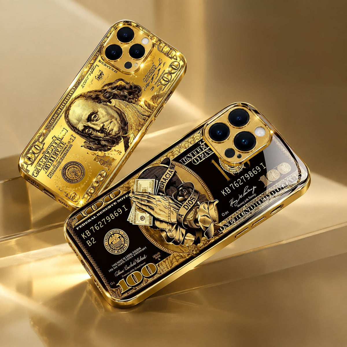 Money Pattern Printed Gold 100 Dollar Bill Multi-Model All-Inclusive Phone Case