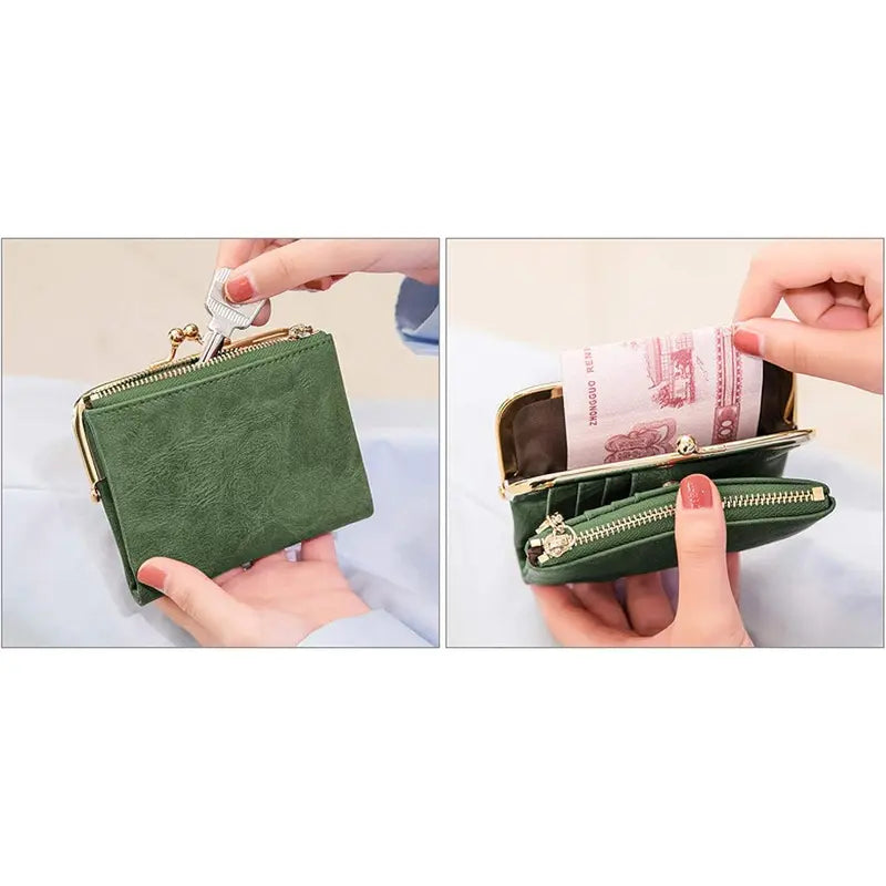 ✨ Women's Vintage Foldable Wallet – Compact & Spacious!