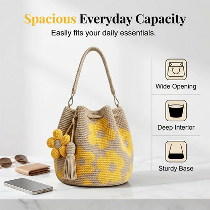 ✨ Hand-Crocheted Bucket Bag for Women — One Tote, Endless Summer Vibes. 🌼