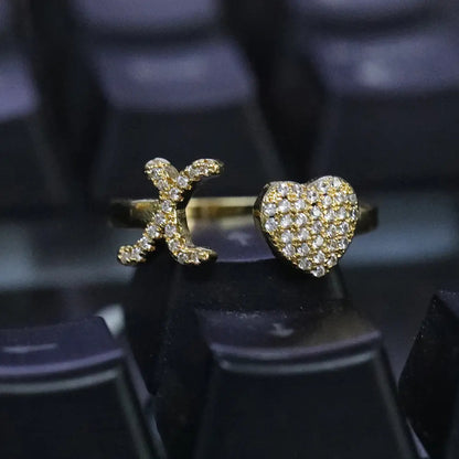 💖 Last Day 49% OFF – Initial Heart Ring for Women ✨ 14K Gold Plated Adjustable Letter Ring