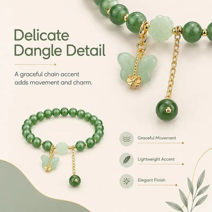 🌟 Money Magnet! Lucky Green Dongling Jade Butterfly Bracelet 🌟