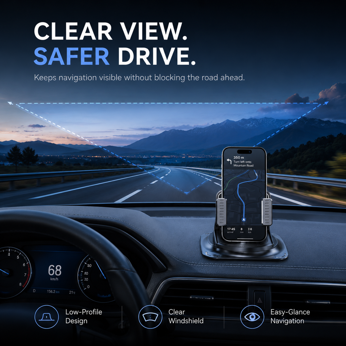 🚗 ✨360° Rotating Dashboard Phone Mount — Stay Steady on Every Turn, Bump and Brake