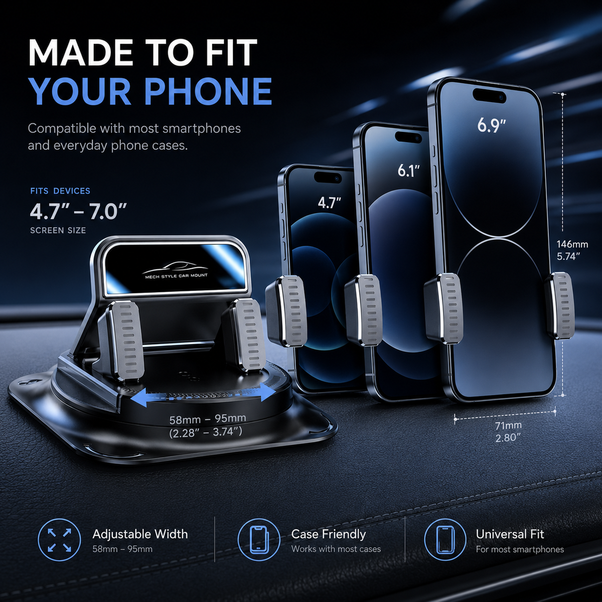 🚗 ✨360° Rotating Dashboard Phone Mount — Stay Steady on Every Turn, Bump and Brake