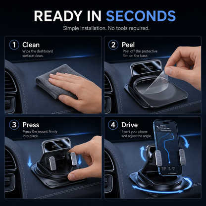 🚗 ✨360° Rotating Dashboard Phone Mount — Stay Steady on Every Turn, Bump and Brake