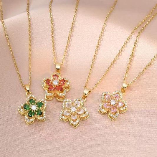 Last Day 49% OFF🔥Rotating Bauhinia Zircon Bloom Necklace