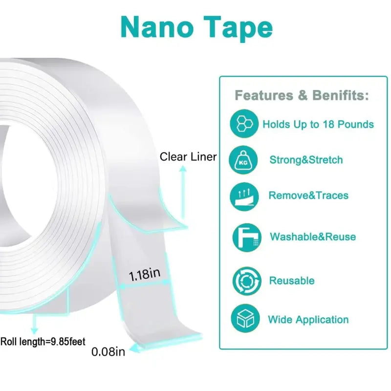 ✨✨Extra Large Double Sided Tape, Clear & Tough Nano Tape, Multipurpose Mounting Tape