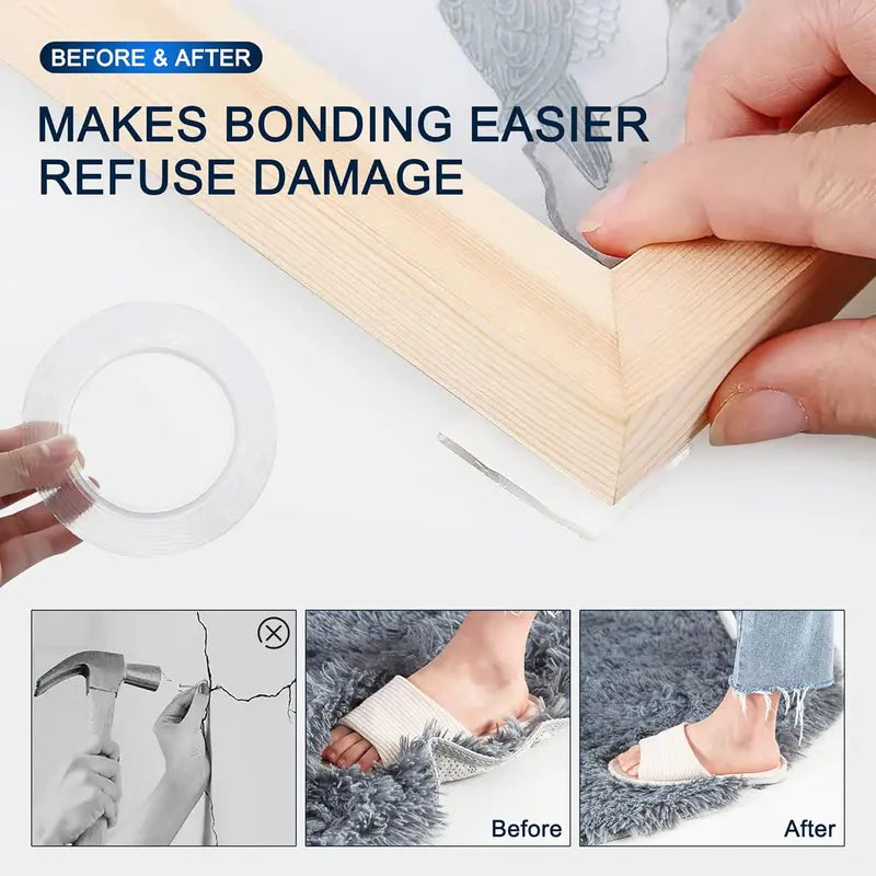 ✨✨Extra Large Double Sided Tape, Clear & Tough Nano Tape, Multipurpose Mounting Tape