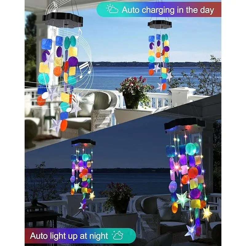 🎁Last Day 50% OFF - 🌈 ✨ Solar-Powered Seashell Wind Chime Light