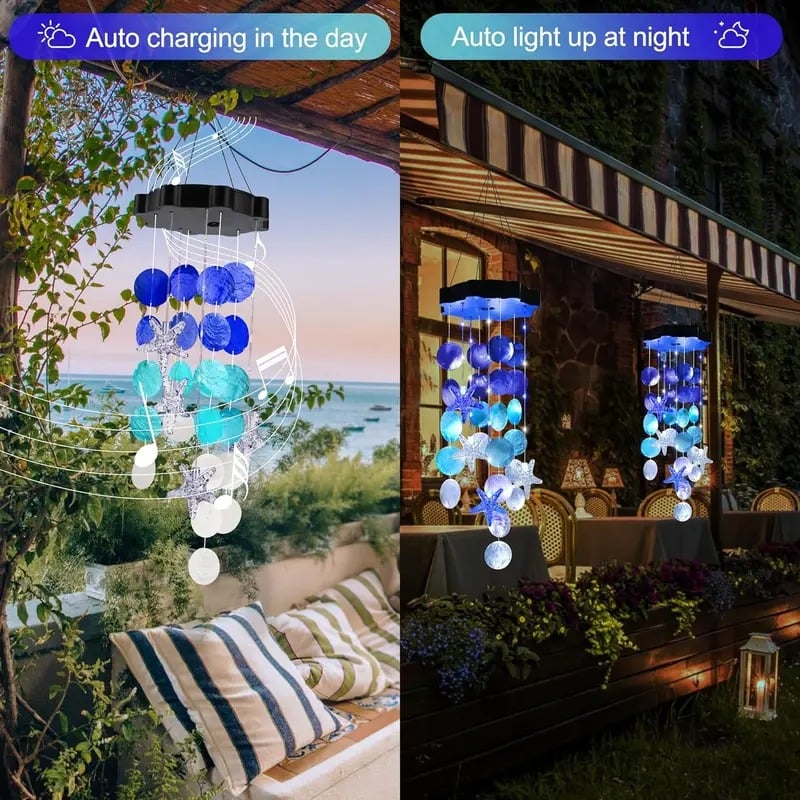🎁Last Day 50% OFF - 🌈 ✨ Solar-Powered Seashell Wind Chime Light