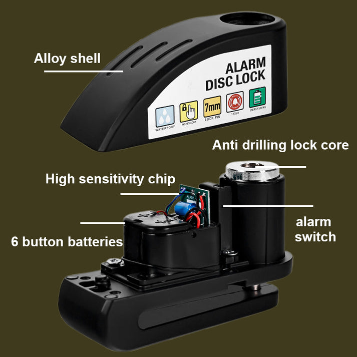 A powerful 110 dB deterrent!🚨 Disc brake lock for motorcycles and bicycles with an alarm function🔒