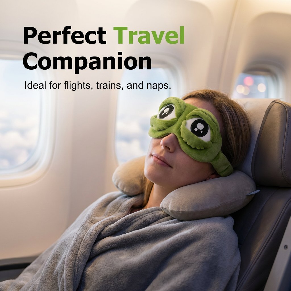 A Small Frog Mask That Brings Big Travel Comfort 🐸✨Soft Funny Frog 3D Sleep Mask