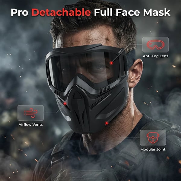 Detachable Full - Face Riding Mask for Windy Roads