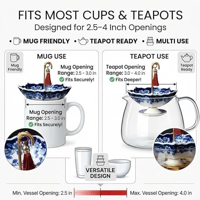 Blue & White Porcelain Umbrella Tea Infuser – A Beautiful Gift for Tea Lovers 🎁 🍵