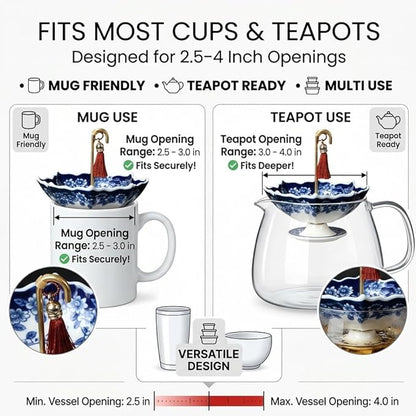 Blue & White Porcelain Umbrella Tea Infuser – A Beautiful Gift for Tea Lovers 🎁 🍵