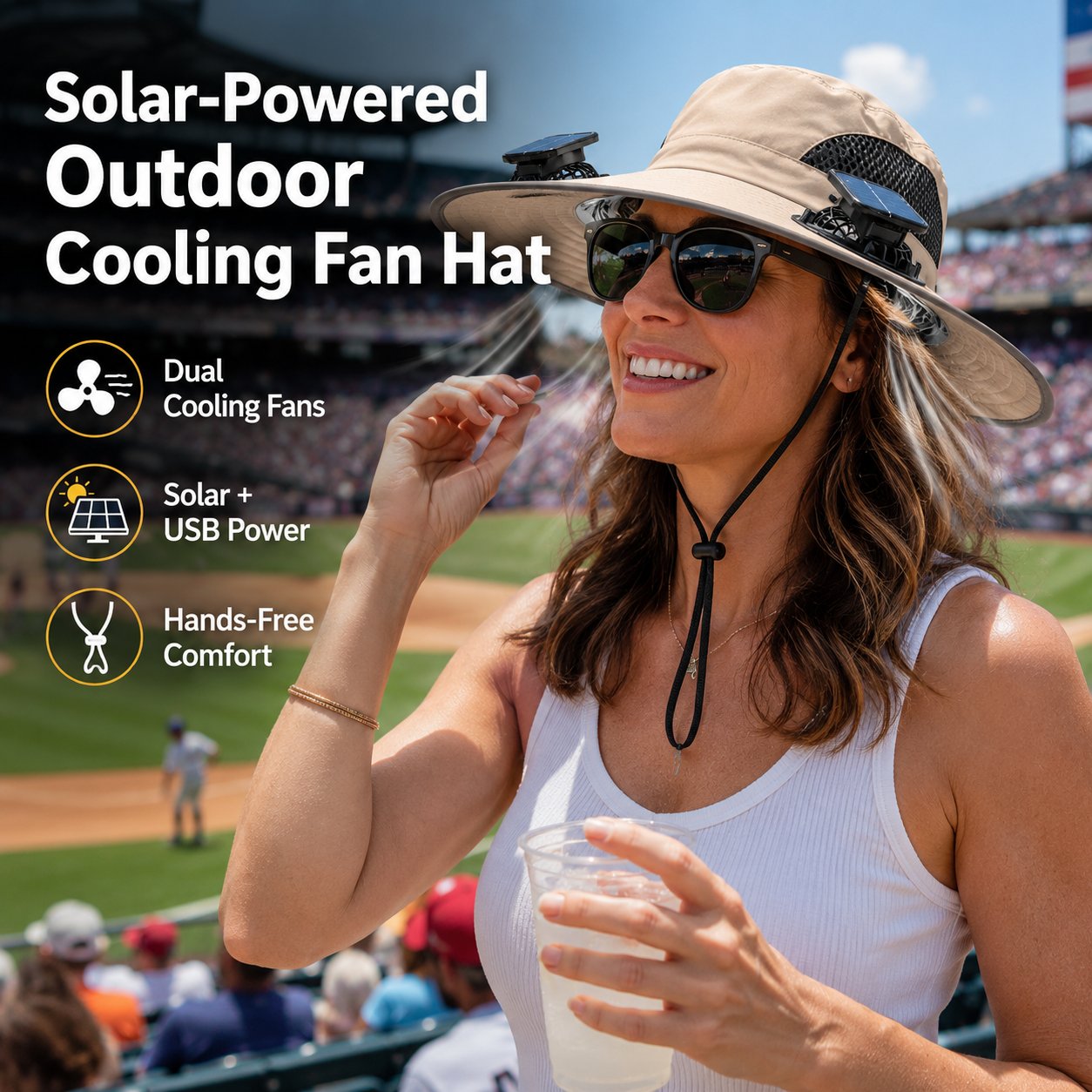 Solar Fan Hat ☀️ — Stay Cool for Yard Work, Fishing & Summer Heat