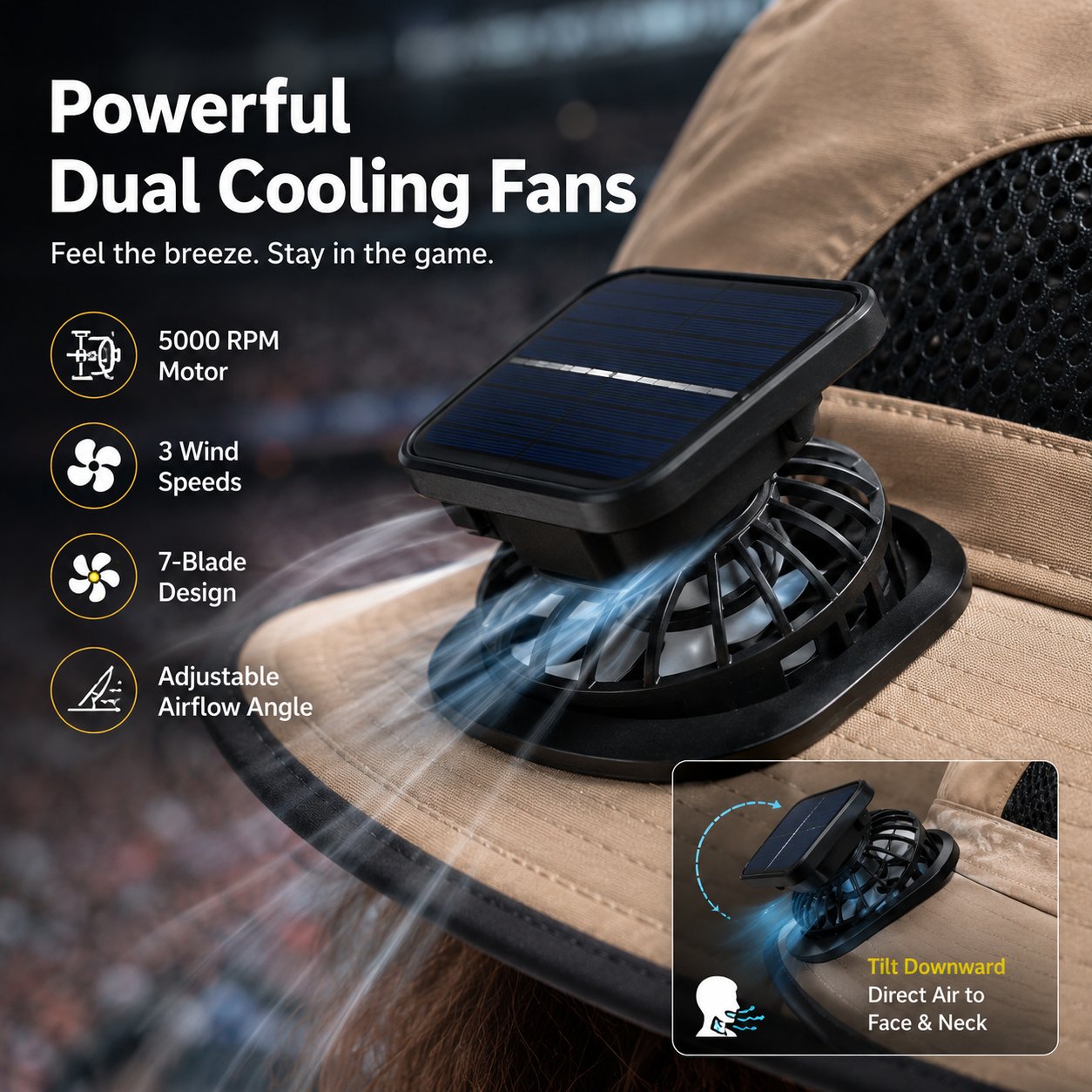 Solar Fan Hat ☀️ — Stay Cool for Yard Work, Fishing & Summer Heat