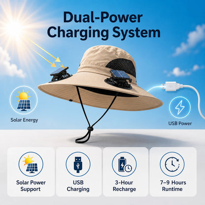 Solar Fan Hat ☀️ — Stay Cool for Yard Work, Fishing & Summer Heat